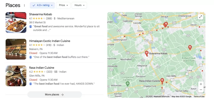 screenshot del pacchetto da 3 di google local