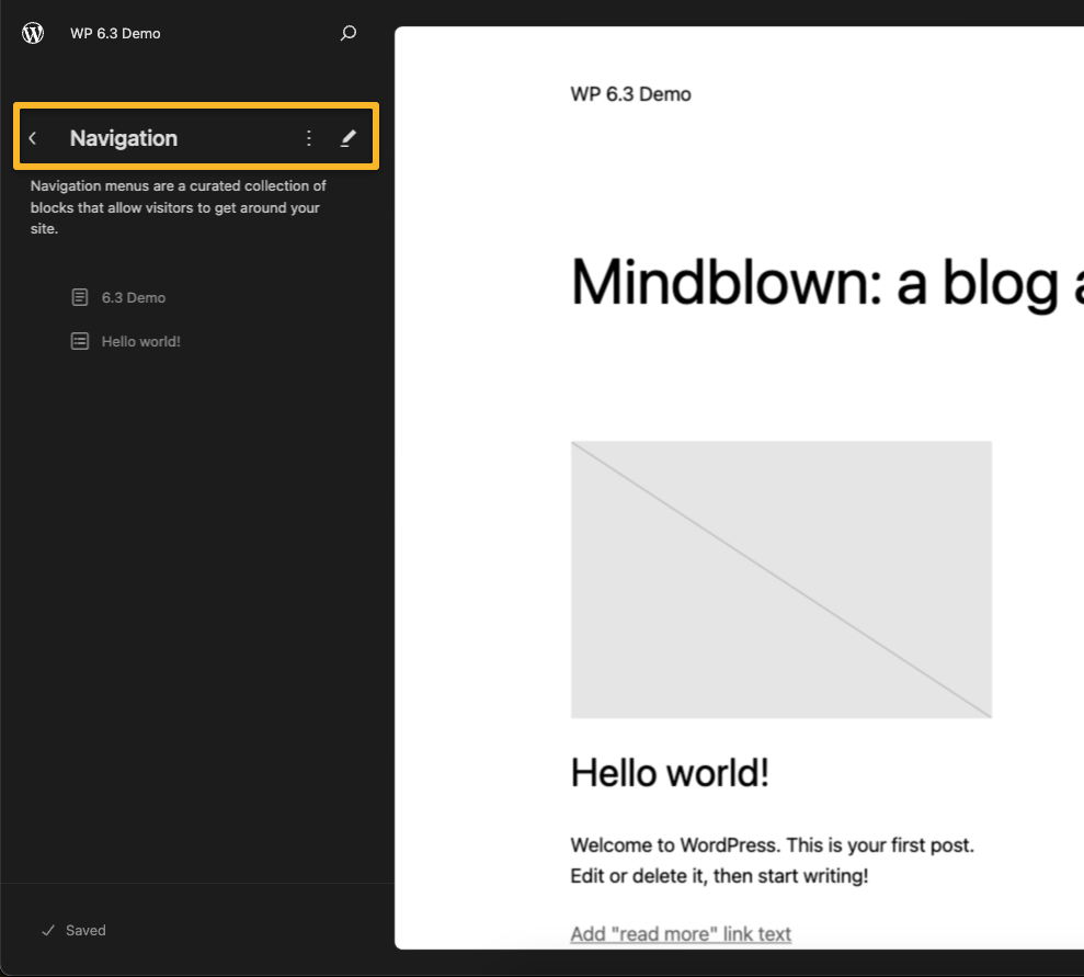 navigasi di wordpress 6.3