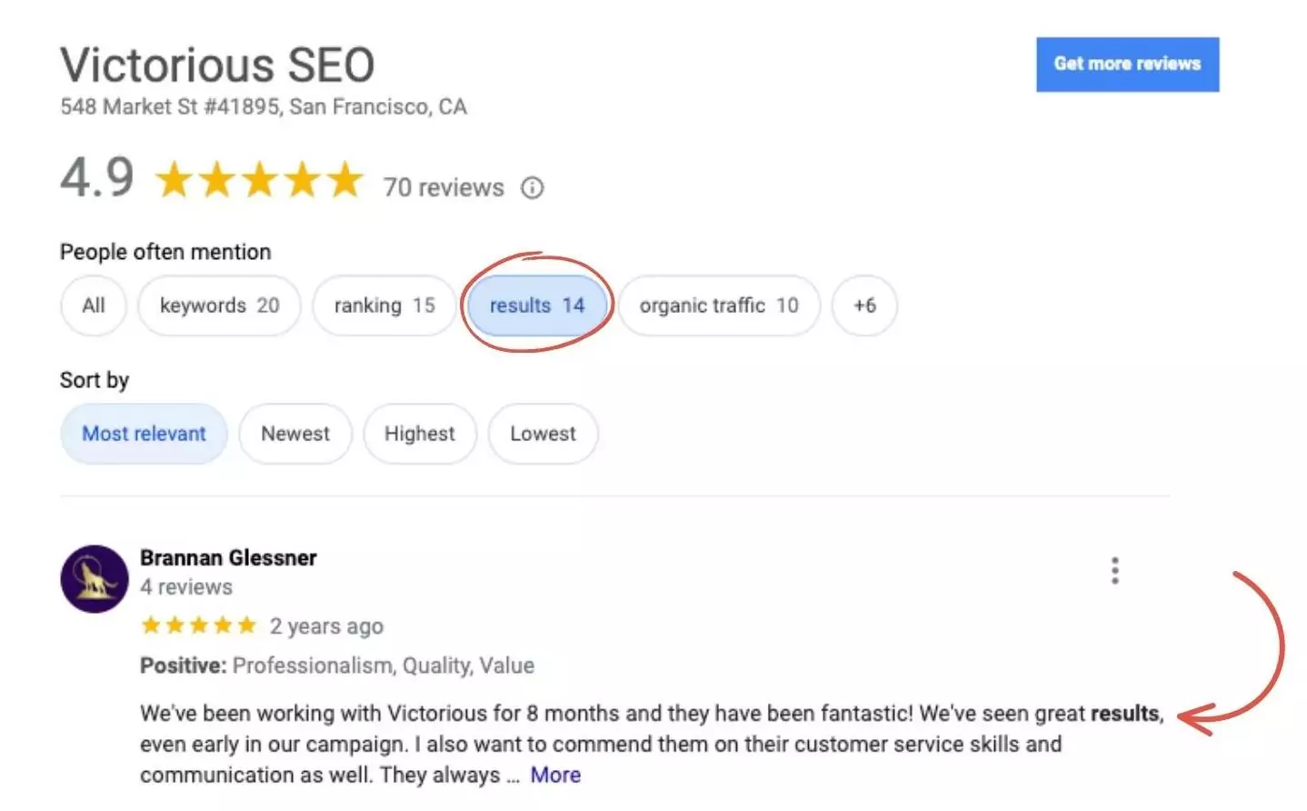 คำหลักที่เน้นสำหรับ google รีวิว seo