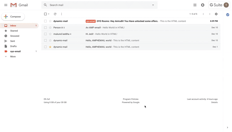 AMP para correo electrónico