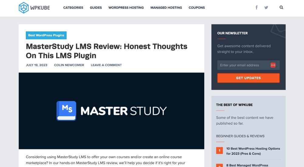 Screenshot des WPKube-Blogs