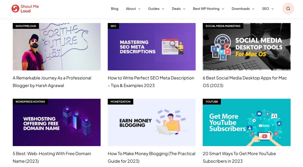 Screenshot des Shoutmeloud-Blogs