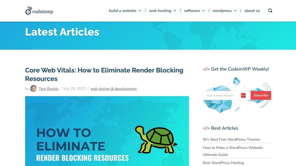 Screenshot des Codeinwp-Blogs