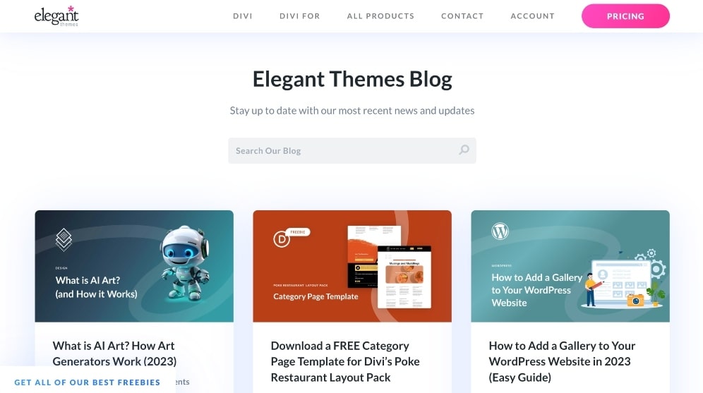 Screenshot des Elegant Themes-Blogs