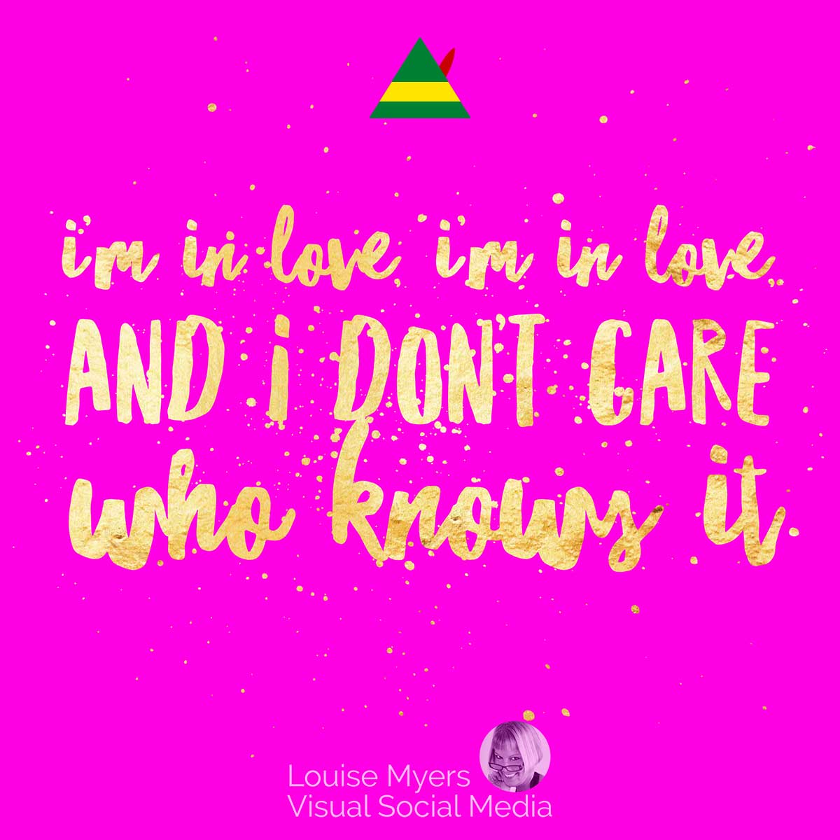 image rose vif avec citation d'elfe, je suis amoureux, je suis amoureux, et je me fiche de qui le sait.