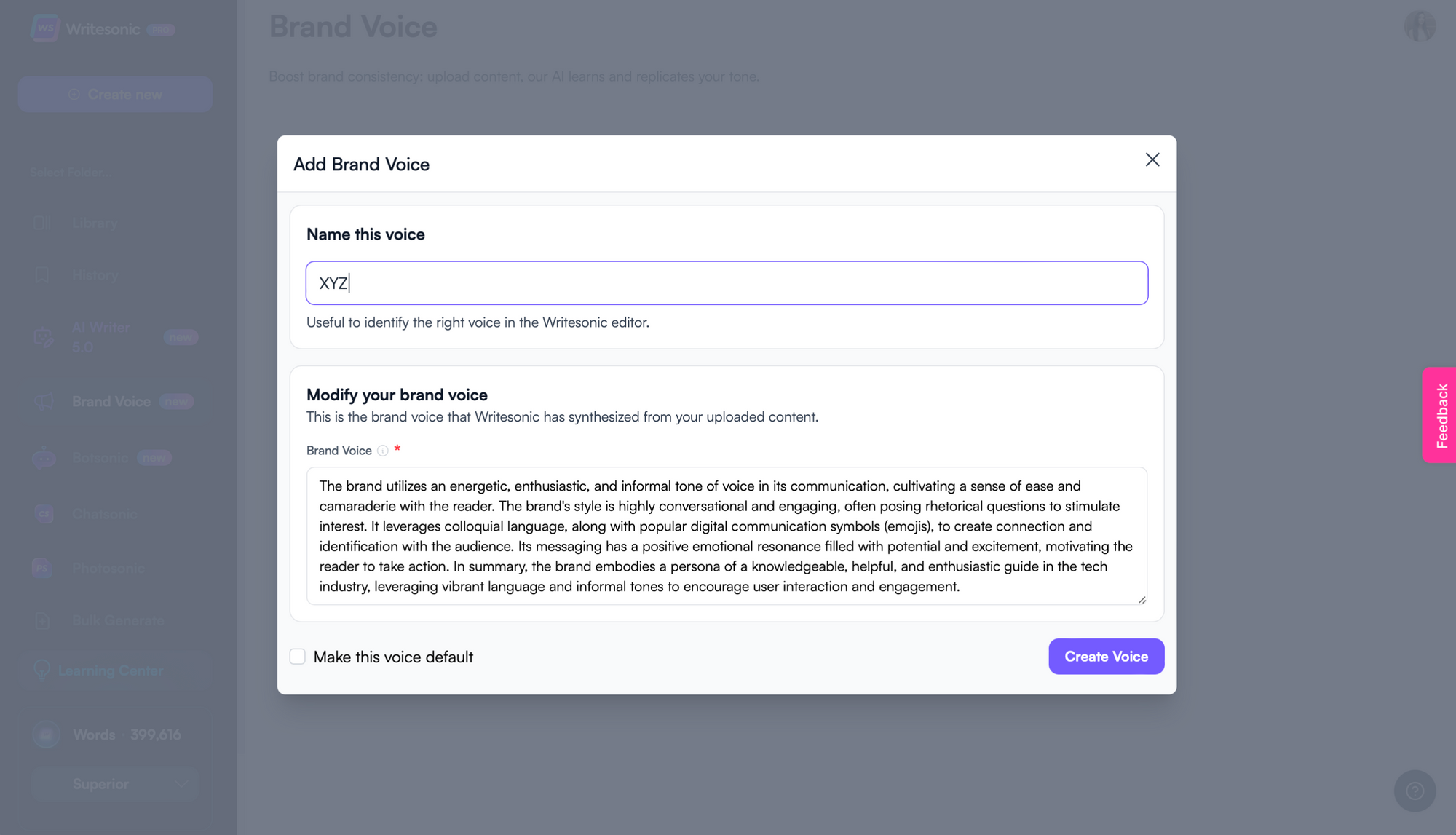 Zbuduj głos swojej marki dzięki Writesonic — tożsamość marki