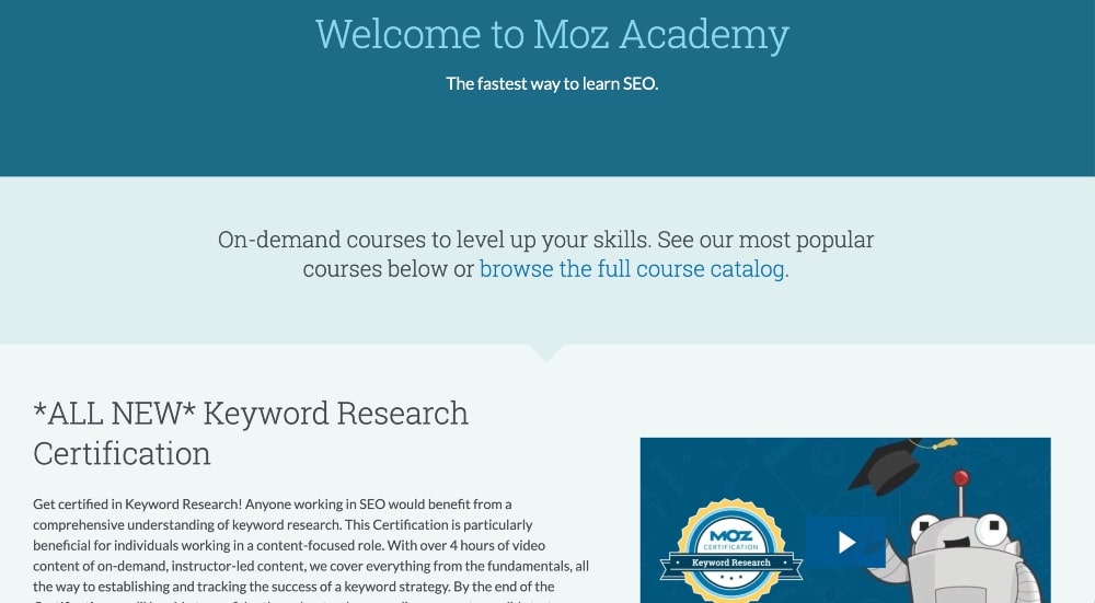 Moz Academy ekran görüntüsü