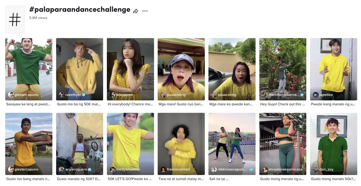 page de destination du hashtag tiktok