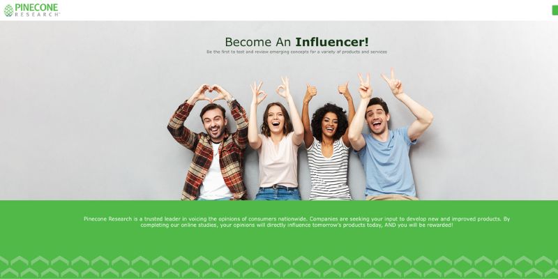 captură de ecran a paginii de pornire a cercetării pinecone