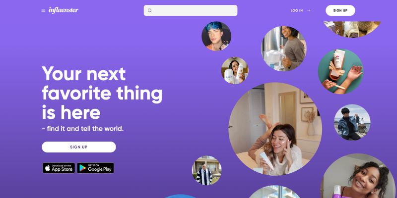 captură de ecran a paginii de pornire a influentei