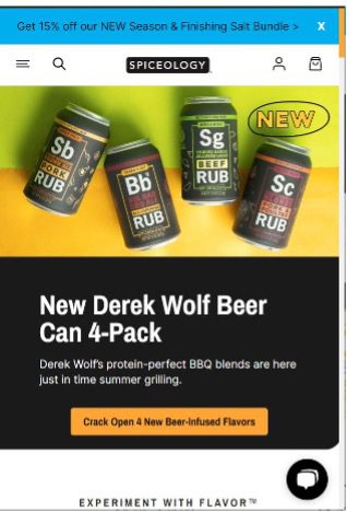 ภาพหน้าจอของเว็บไซต์ Spiceology ที่ปรับให้เหมาะกับมือถือ