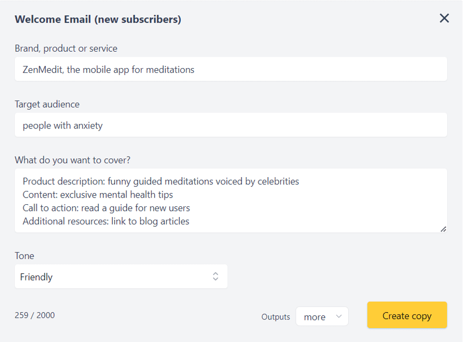 แบบฟอร์มที่ใช้ AI เพื่อสร้างอีเมลต้อนรับ