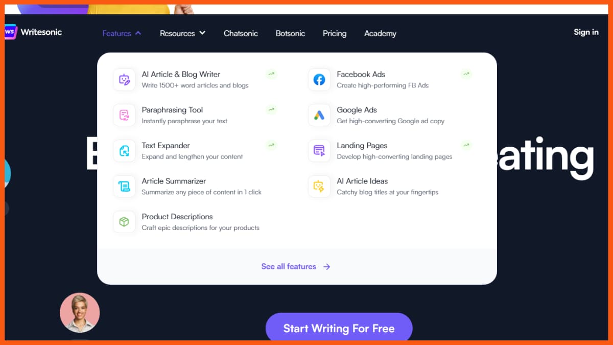 En İyi Yapay Zeka Yazma Asistanı Araçları - Writesonic