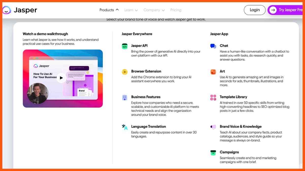 En İyi Yapay Zeka Yazma Asistanı Araçları - Jasper