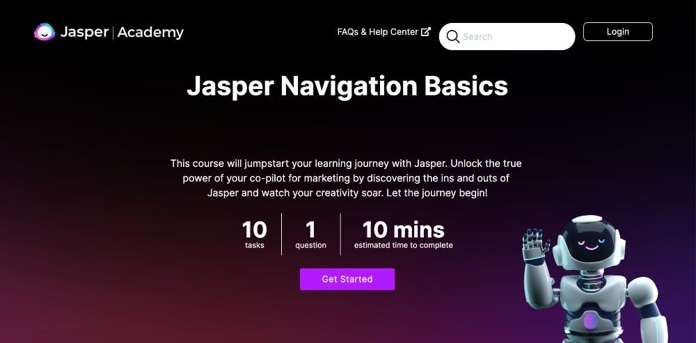 Screenshot der Jasper AI Academy