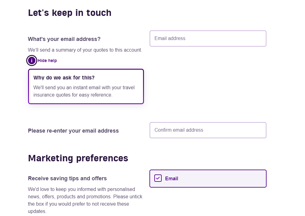 Скриншот формы на Money Supermarket