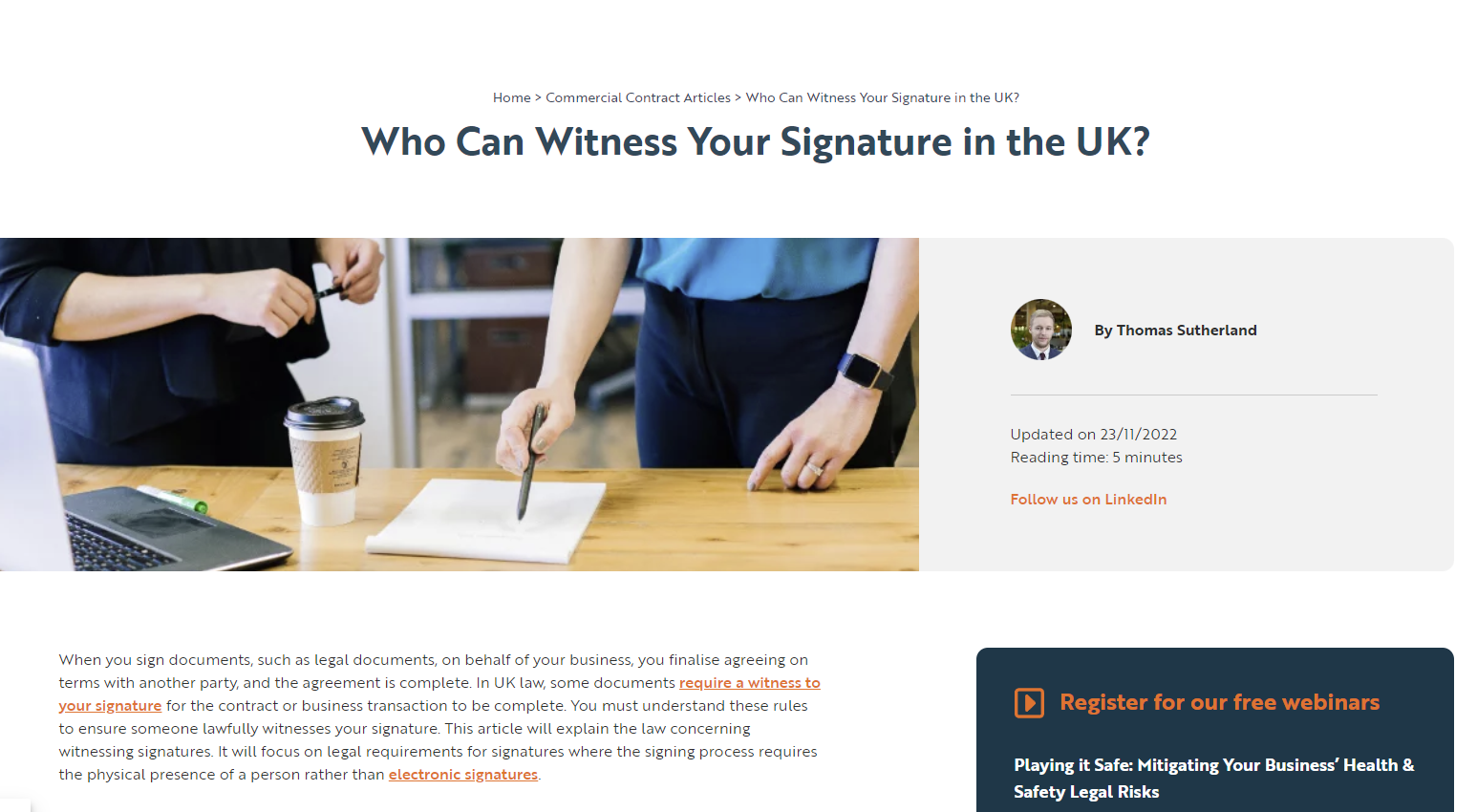 Скриншот блога Legal Vision