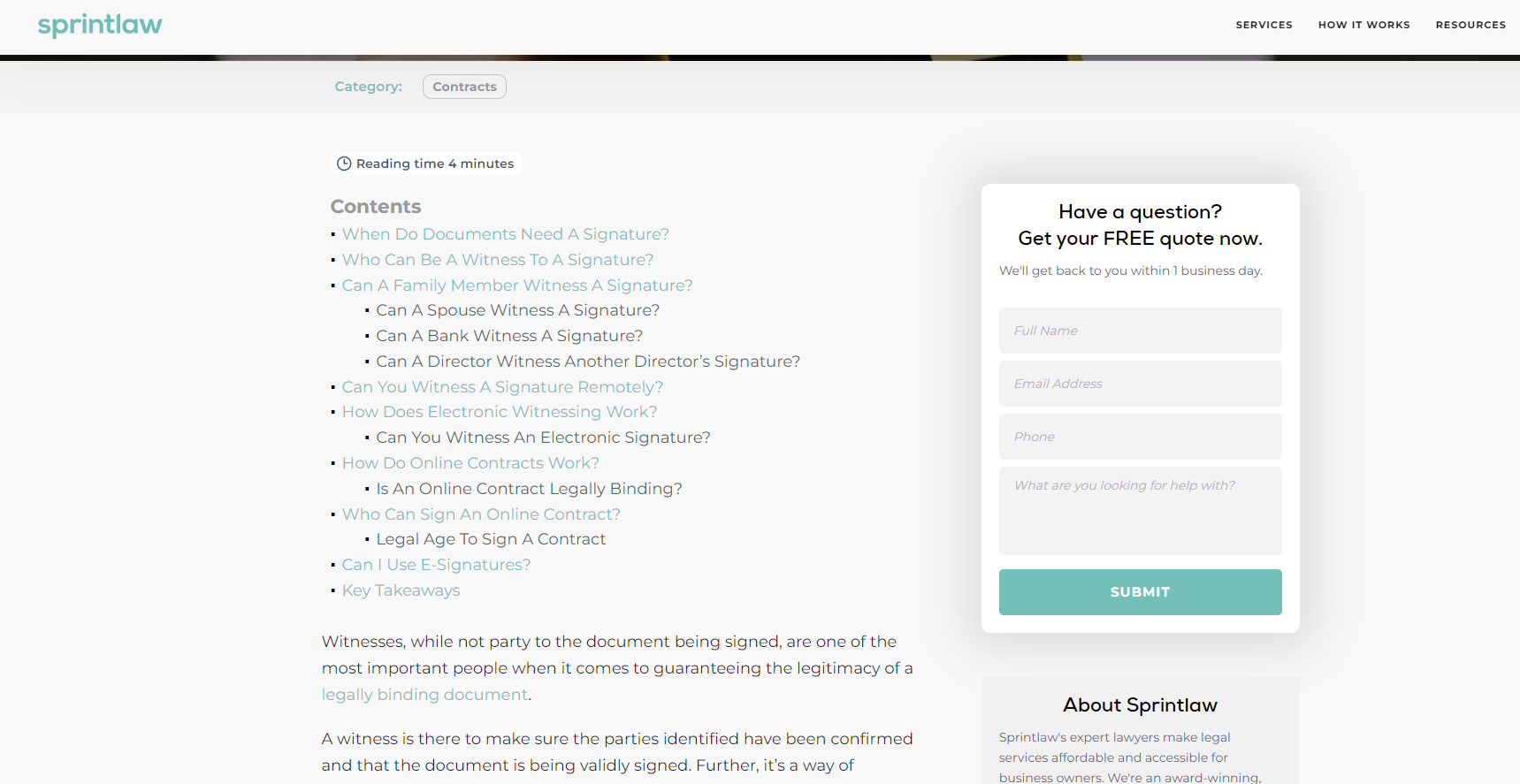 Скриншот блога Sprint Law
