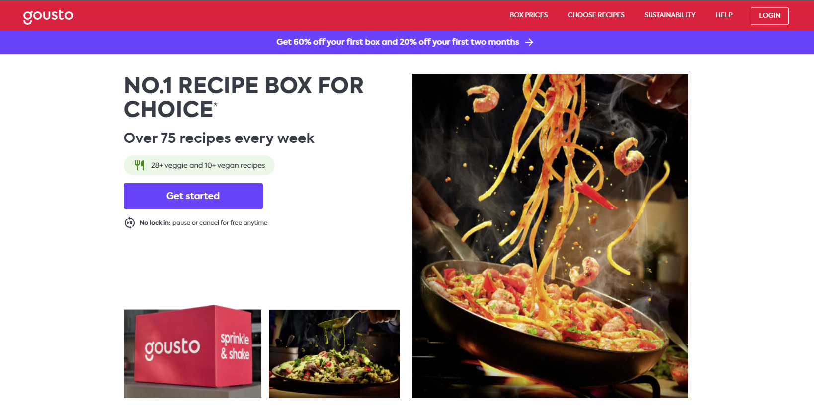 Capture d'écran du site Gousto