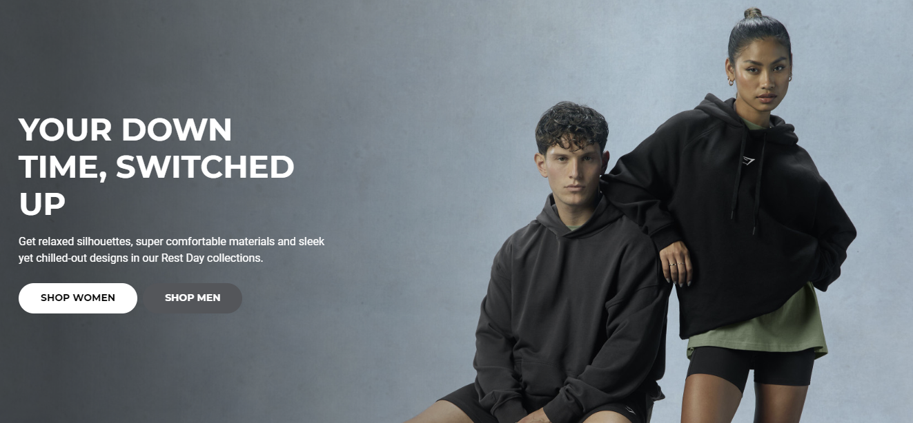 Capture d'écran du site Gymshark