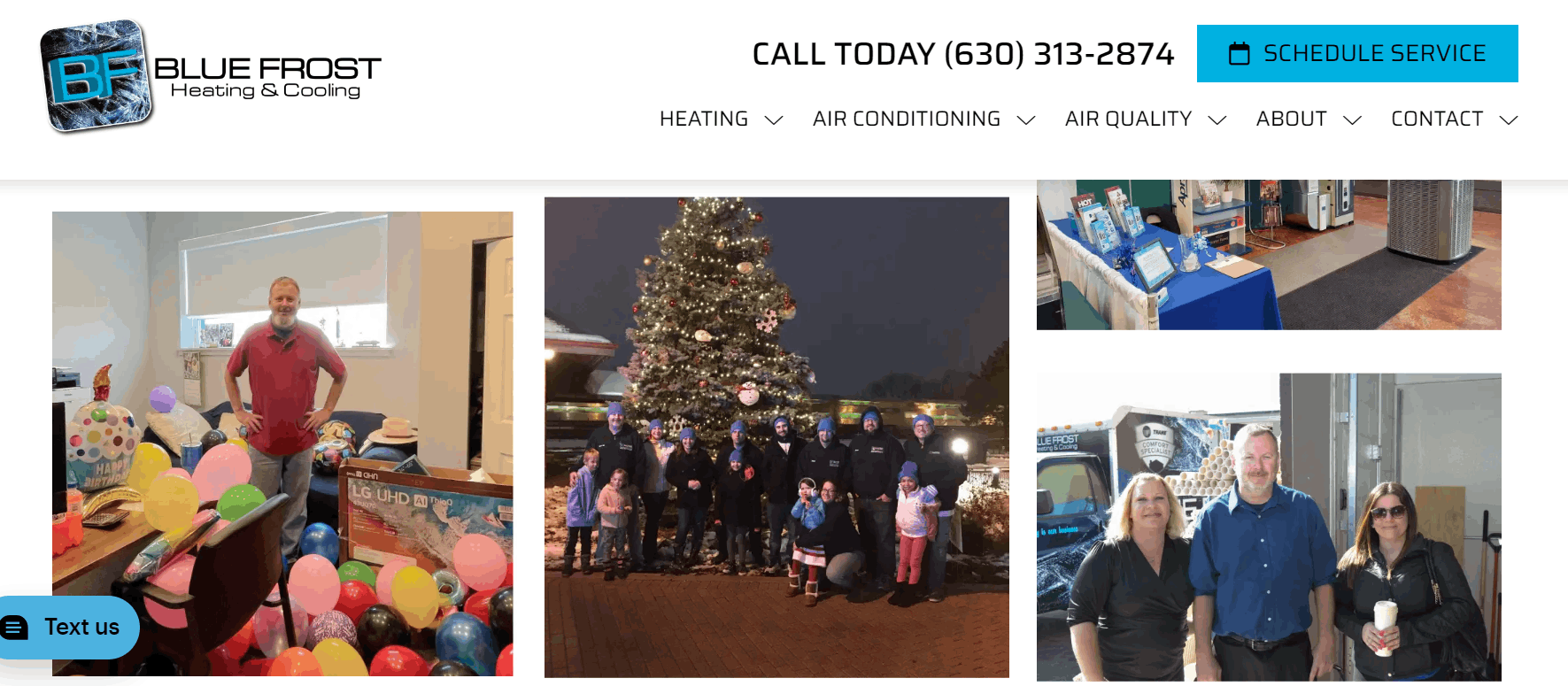 Une "page à propos" de sites Web montrant des photos de l'entreprise.