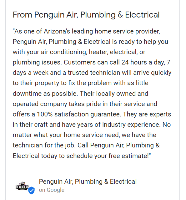 Une description commerciale en GBP de Penguin Air.