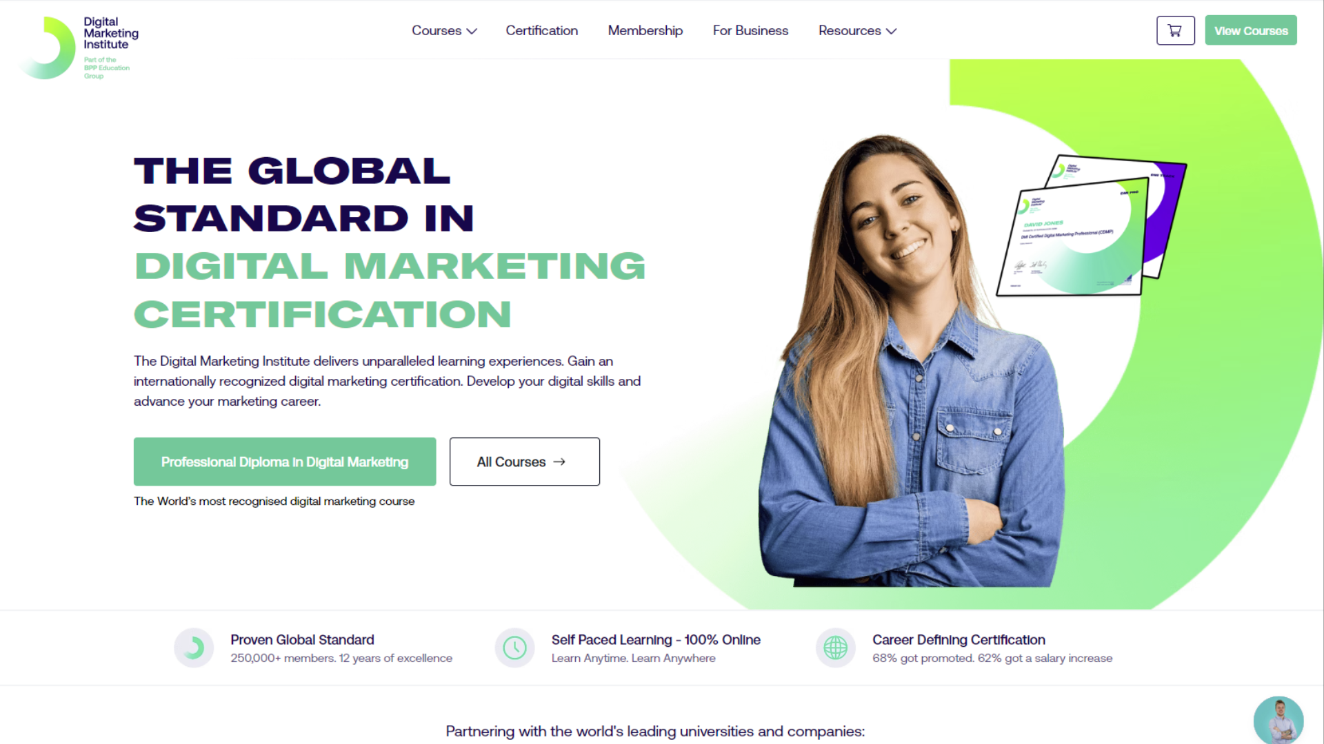 Скриншот сайта института цифрового маркетинга