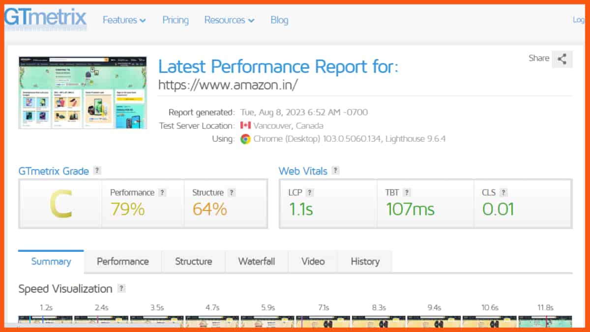 GTMetrix - strumento di analisi della pagina