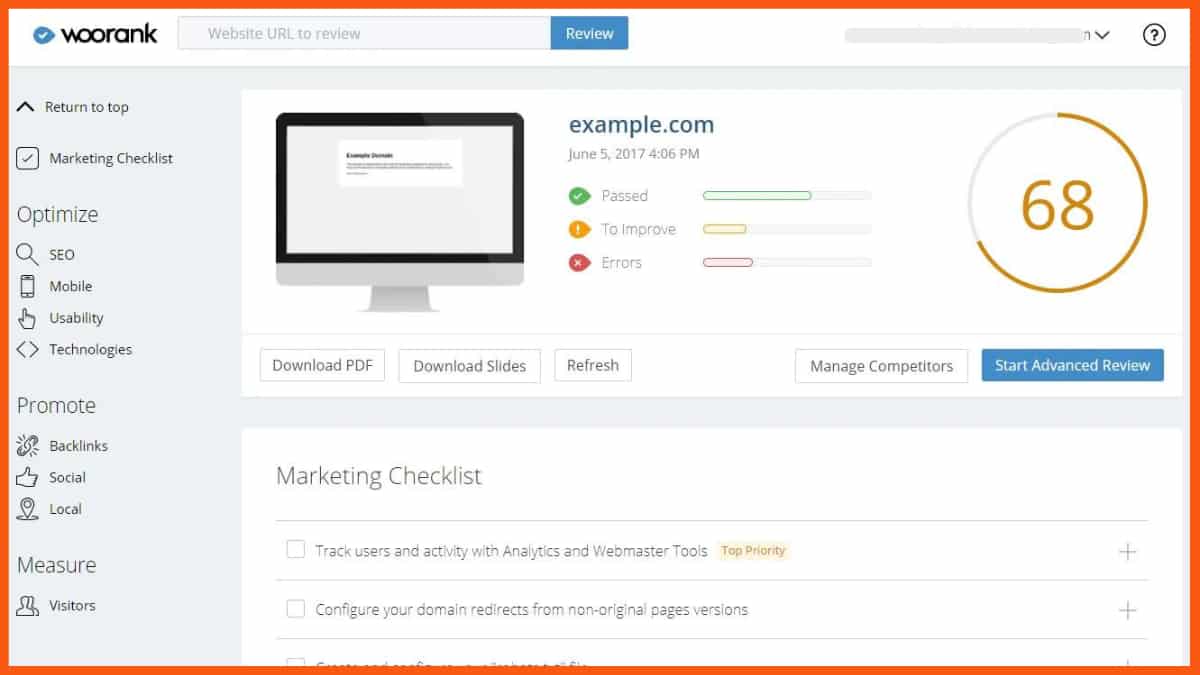 Woorank - software seo sulla pagina