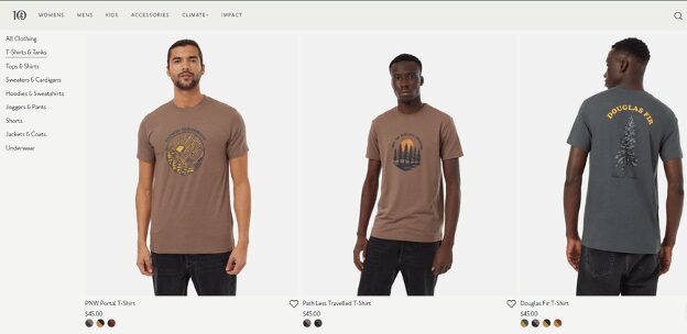 เพจร้านTentreeสำหรับเสื้อ