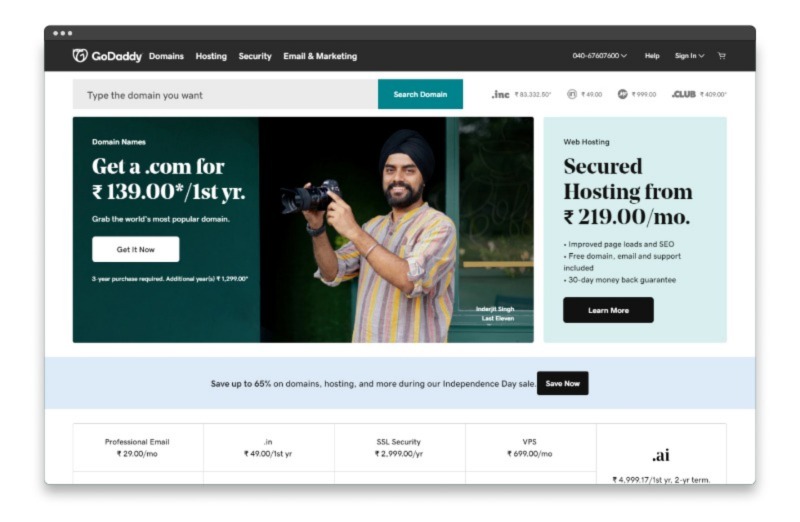 Costruttore di siti web Godaddy