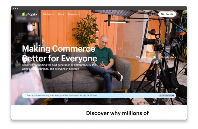 Costruttore di siti Web di Shopify