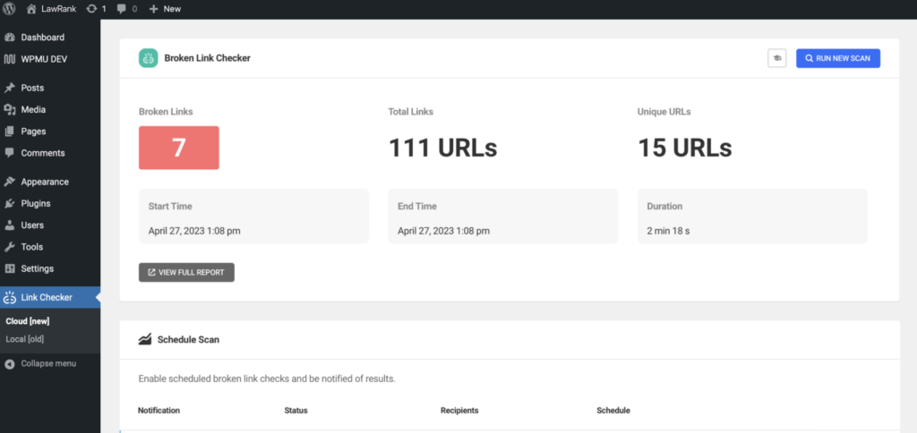 2. Vérificateur de liens cassés WordPress
