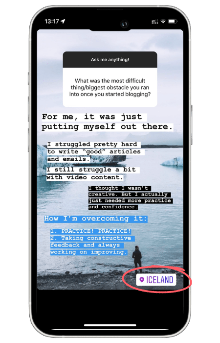 Przykład tagu geograficznego na Instagramie