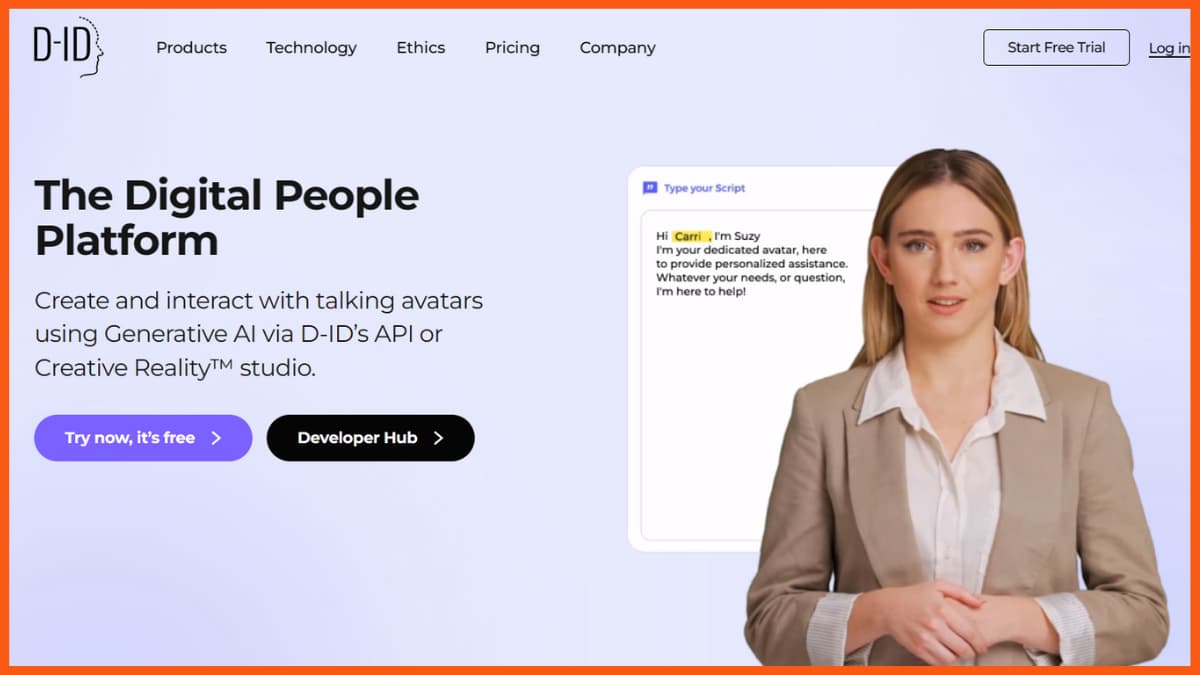 أفضل أدوات تحرير الفيديو التي تعمل بالذكاء الاصطناعي - D-ID