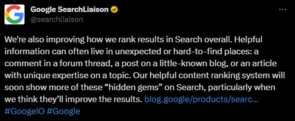 Tweet de Google SearchLiaison