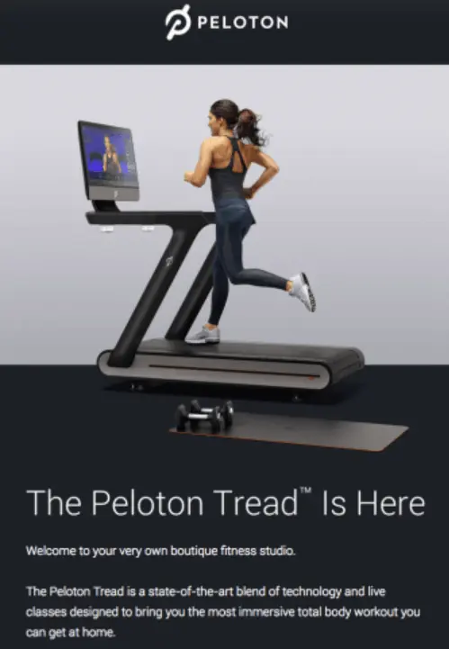 peloton الترويجية البريد الإلكتروني