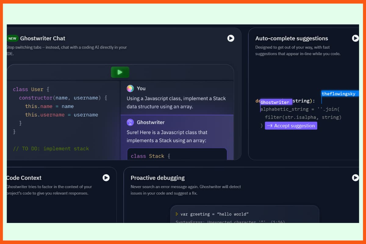 أفضل أدوات مساعد ترميز AI - إعادة كتابة Ghostwriter