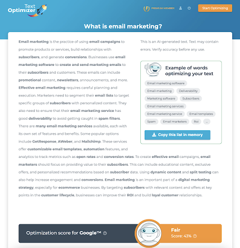 텍스트 최적화 AI 통합