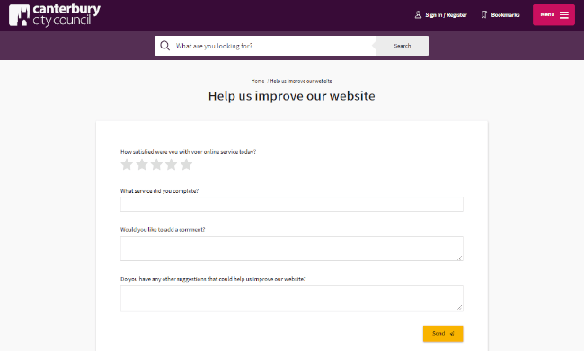 Modulo di feedback del Consiglio comunale di Canterbury