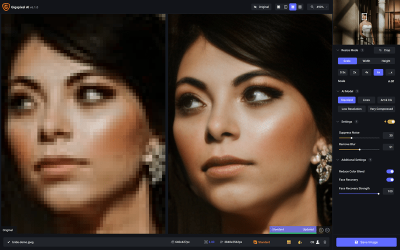 Topaz Labz Gigapixel AI-Funktion