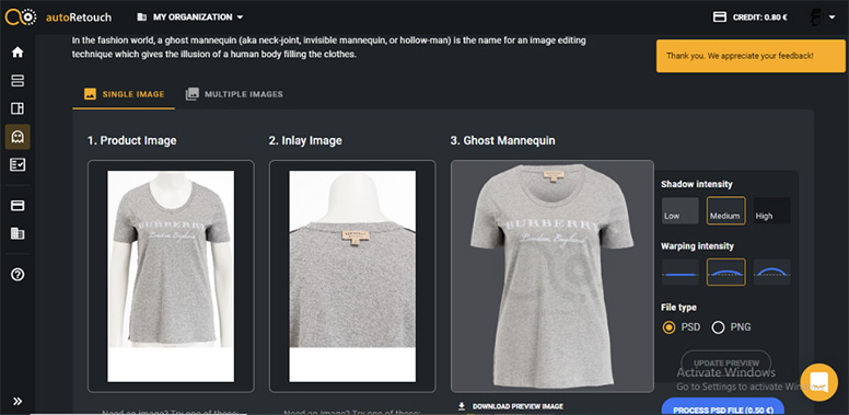 Automatische Retusche – Ghost-Mannequin-KI-Funktion