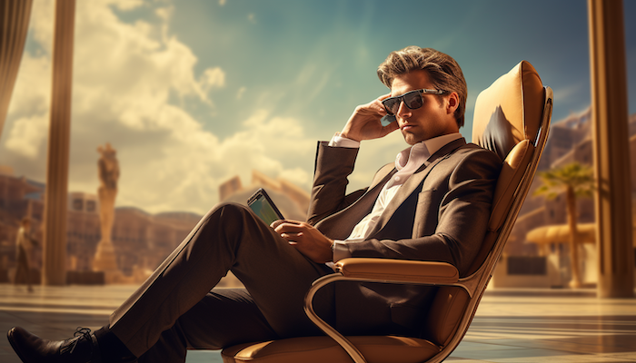 Poszukiwanie sprzedaży — zdjęcie mężczyzny rozmawiającego przez telefon komórkowy na deserze z potencjalnym klientem