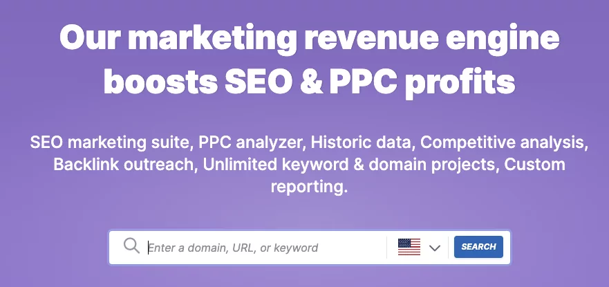 SpyFu 搜索頁面的圖像,可幫助查找競爭對手的關鍵字