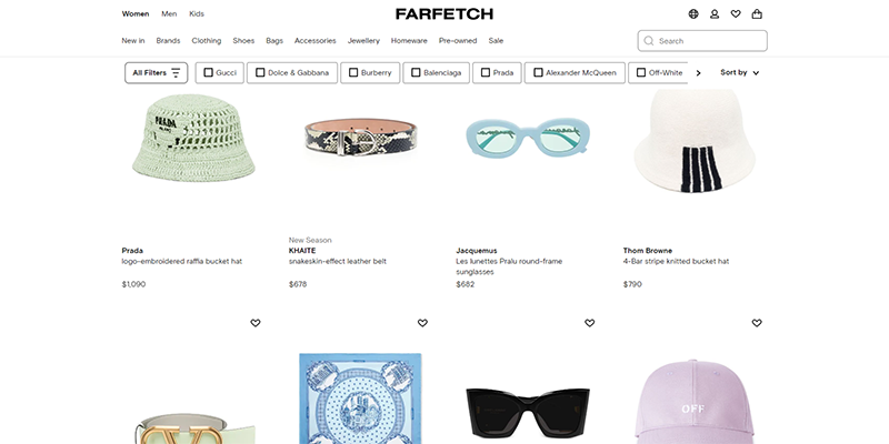 Catálogo de productos Farfetch