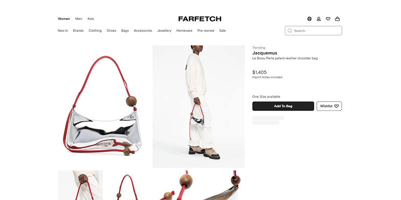 Pagina de produse Farfetch