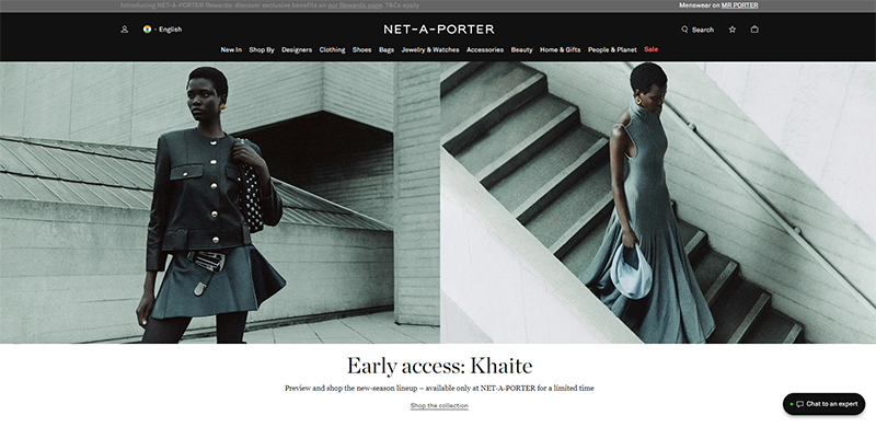Página de inicio de Netaporter