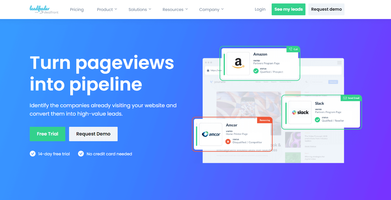 Leadfeeder-หน้าหลัก