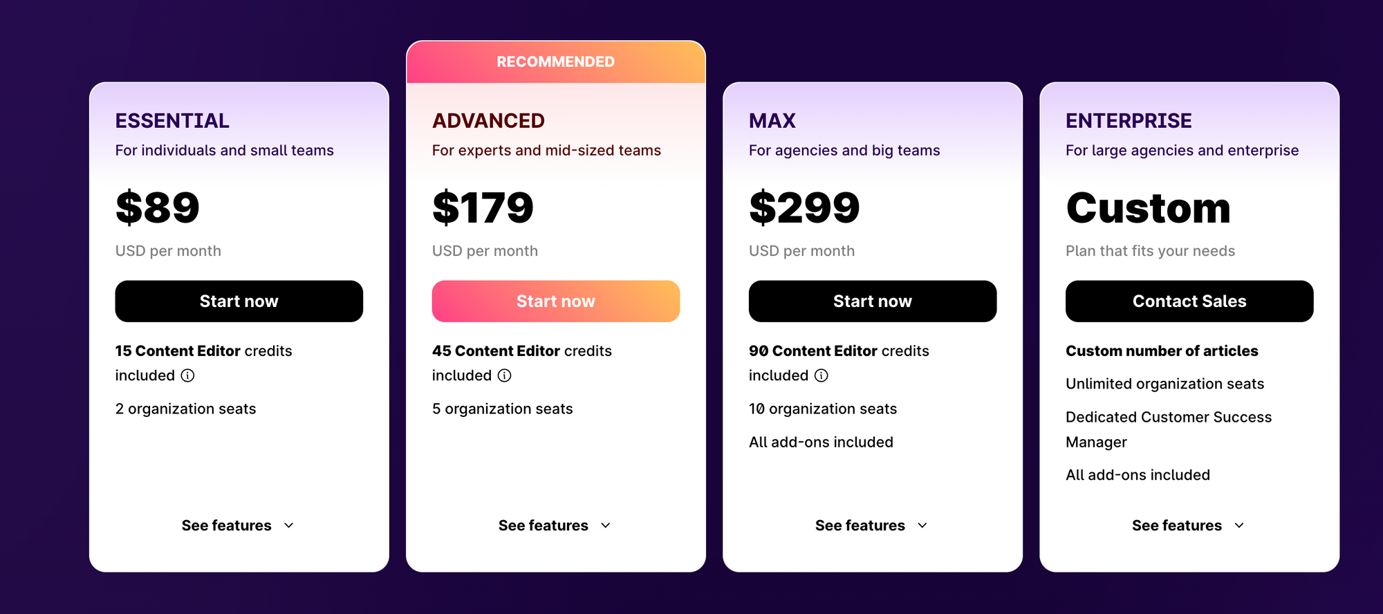 Precios de SurferSEO: herramientas de marketing de IA