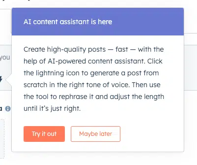 Assistente contenuti HubSpot AI